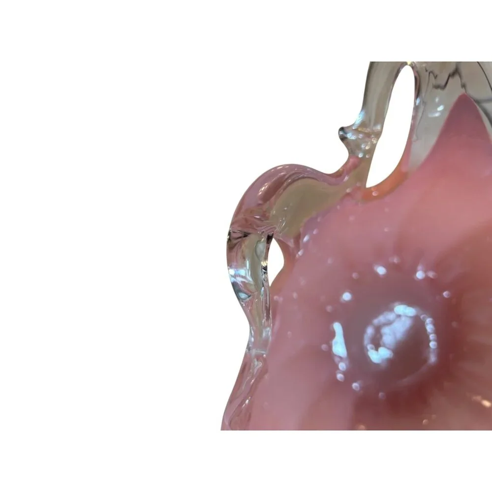 Murano Handcrafted Italian Art Glass Bowl Pink & Clear 12" x 8.5" - Picture 7 of 8